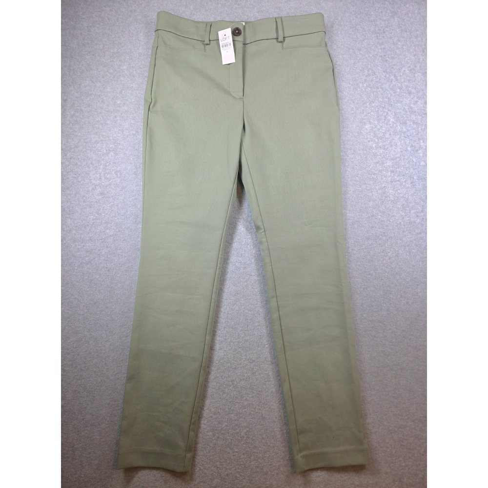 Loft The Sutton Skinny Pants Womens 6 Sage Green Olive Stretch Trousers New
